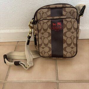 COACH NEW without tag  Heritage Signature Shoulder Bag  Canvas Crossbody Bag